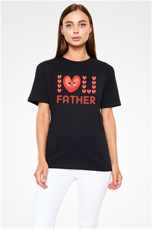 Babalar Günü Baskılı Unisex Siyah Tişört - Tshirt