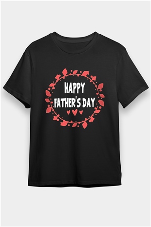 Babalar Günü Baskılı Unisex Siyah Tişört - Tshirt