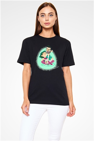 Babalar Günü Baskılı Unisex Siyah Tişört - Tshirt