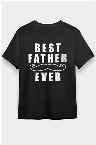 Babalar Günü Baskılı Unisex Siyah Tişört - Tshirt