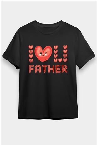 Babalar Günü Baskılı Unisex Siyah Tişört - Tshirt