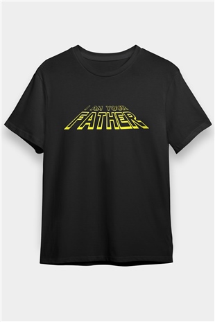 Babalar Günü Baskılı Unisex Siyah Tişört - Tshirt