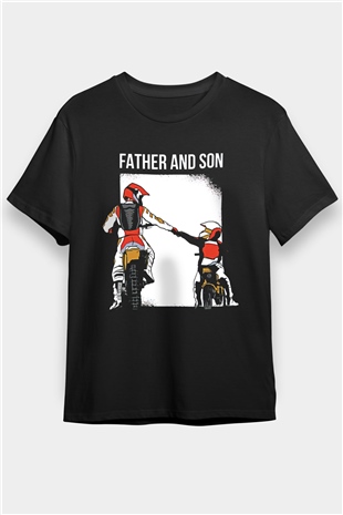 Babalar Günü Baskılı Unisex Siyah Tişört - Tshirt