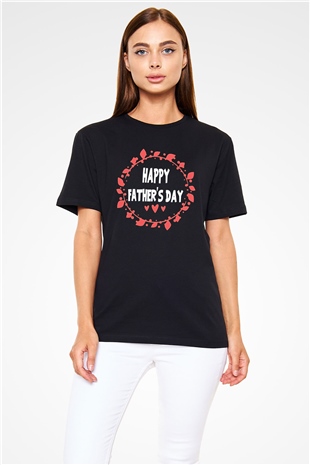 Babalar Günü Baskılı Unisex Siyah Tişört - Tshirt