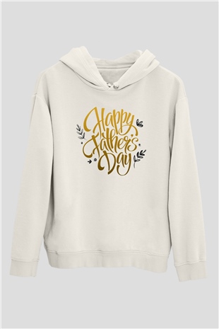 Babalar Günü Beyaz Unisex Kapşonlu Sweatshirt