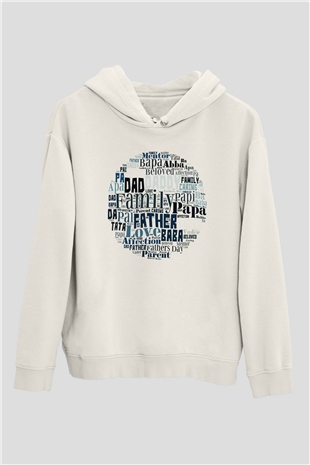 Babalar Günü Beyaz Unisex Kapşonlu Sweatshirt