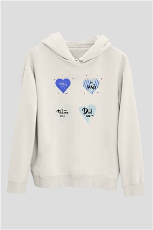 Babalar Günü Beyaz Unisex Kapşonlu Sweatshirt