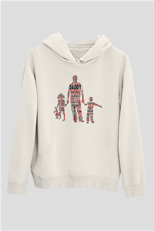 Babalar Günü Beyaz Unisex Kapşonlu Sweatshirt