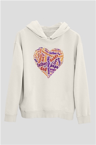 Babalar Günü Beyaz Unisex Kapşonlu Sweatshirt