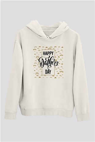 Babalar Günü Beyaz Unisex Kapşonlu Sweatshirt