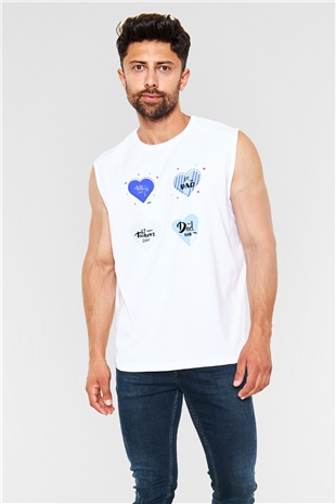 Babalar Günü Beyaz Unisex Kolsuz Tişört