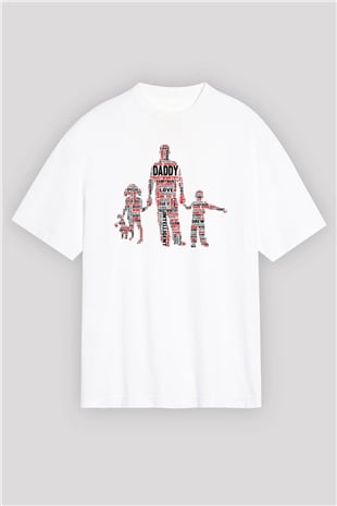 Babalar Günü Beyaz Unisex Oversize Tişört T-Shirt