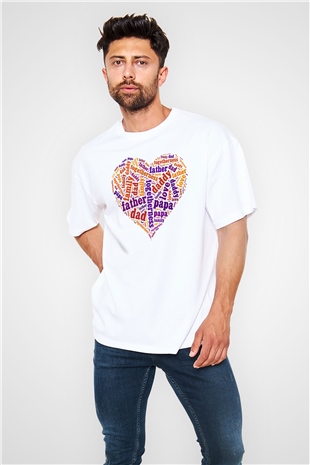 Babalar Günü Beyaz Unisex Oversize Tişört T-Shirt