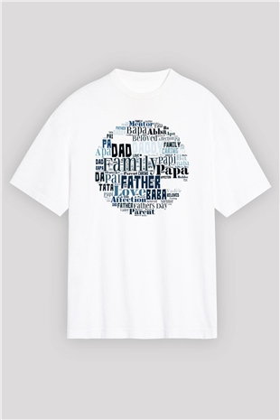 Babalar Günü Beyaz Unisex Oversize Tişört T-Shirt