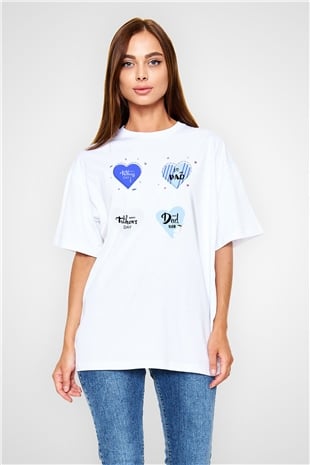 Babalar Günü Beyaz Unisex Oversize Tişört T-Shirt