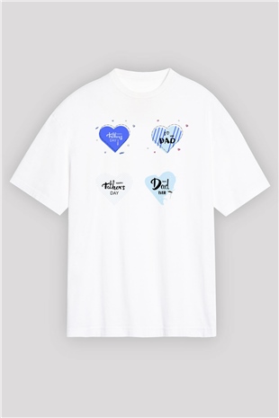 Babalar Günü Beyaz Unisex Oversize Tişört T-Shirt