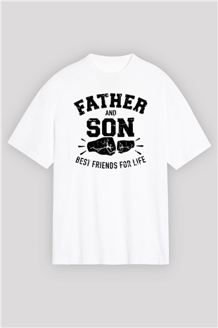 Babalar Günü Beyaz Oversize Tişört Oversize T-shirt - TişörtFabrikası