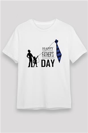 Babalar Günü Unisex Baskılı Beyaz Tişört - Tshirt