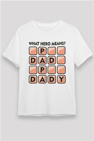 Babalar Günü Unisex Baskılı Beyaz Tişört - Tshirt