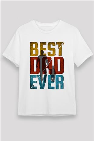 Babalar Günü Unisex Baskılı Beyaz Tişört - Tshirt
