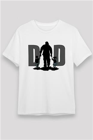 Babalar Günü Unisex Baskılı Beyaz Tişört - Tshirt