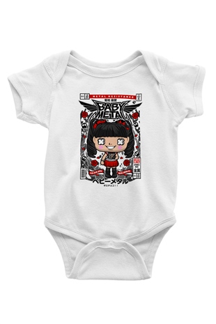 Baby Metal Baskılı Unisex Beyaz Bebek Body - Zıbın