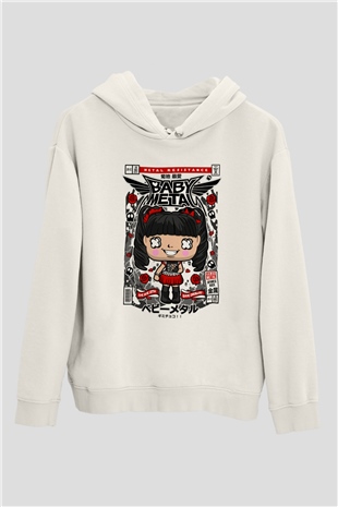 Baby Metal Baskılı Unisex Beyaz Hoodie