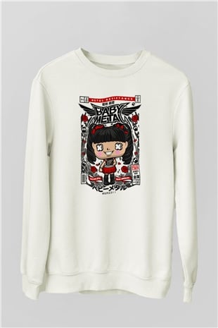Baby Metal Baskılı Unisex Beyaz Sweatshirt