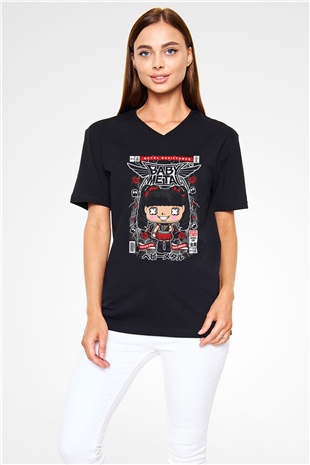 Baby Metal Baskılı Unisex Siyah V Yaka Tişört
