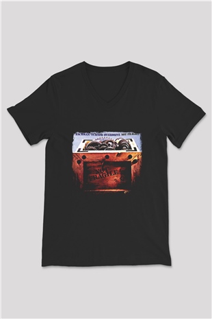 Bachman–Turner Overdrive Baskılı Unisex Siyah V Yaka Tişört