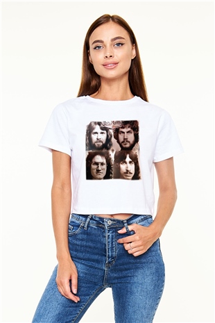 Bachman-Turner Overdrive Beyaz Croptop Tişört