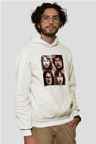 Bachman-Turner Overdrive Beyaz Unisex Kapşonlu Sweatshirt