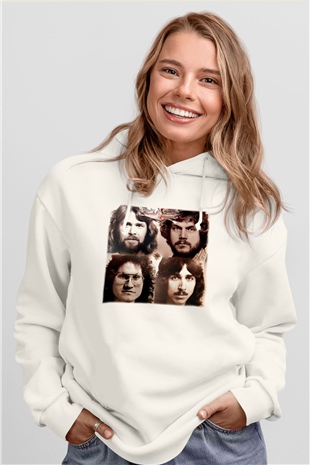 Bachman-Turner Overdrive Beyaz Unisex Kapşonlu Sweatshirt