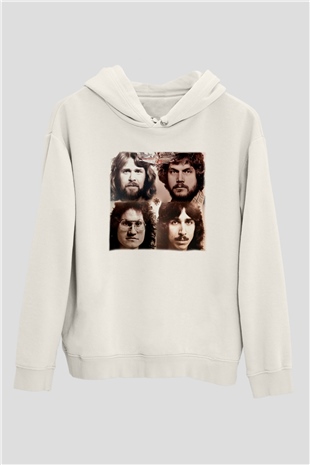 Bachman-Turner Overdrive Beyaz Unisex Kapşonlu Sweatshirt
