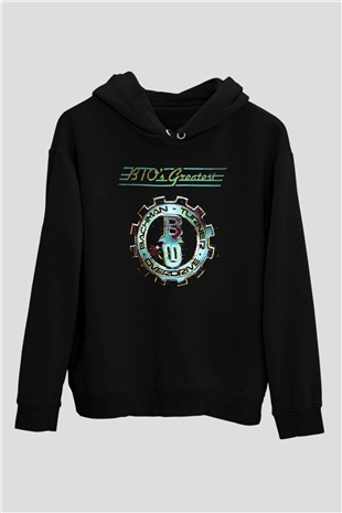 Bachman-Turner Overdrive Siyah Unisex Kapüşonlu Sweatshirt