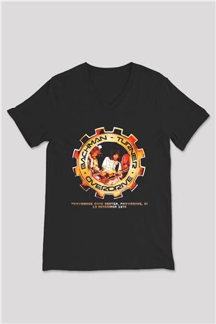 Bachman-Turner Overdrive Siyah Unisex V Yaka Tişört T-Shirt