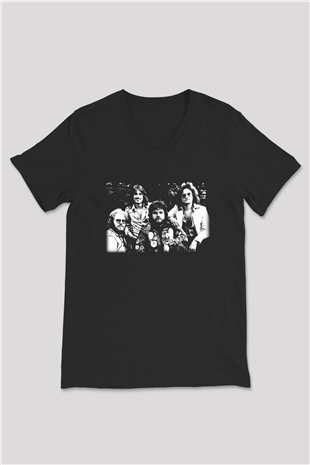 Bachman-Turner Overdrive Siyah Unisex V Yaka Tişört T-Shirt