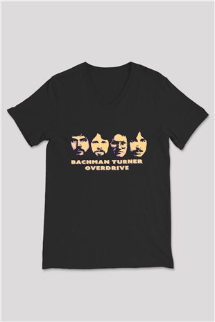 Bachman-Turner Overdrive Siyah Unisex V Yaka Tişört