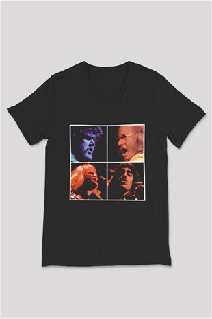 Bachman-Turner Overdrive Siyah Unisex V Yaka Tişört