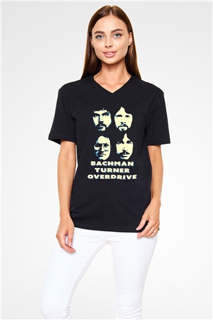 Bachman-Turner Overdrive Siyah Unisex V Yaka Tişört