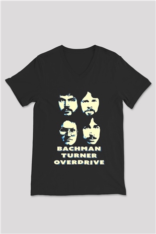 Bachman-Turner Overdrive Siyah Unisex V Yaka Tişört