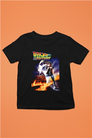 Back to the Future Geleceğe Dönüş Baskılı Siyah Unisex Çocuk Tişört