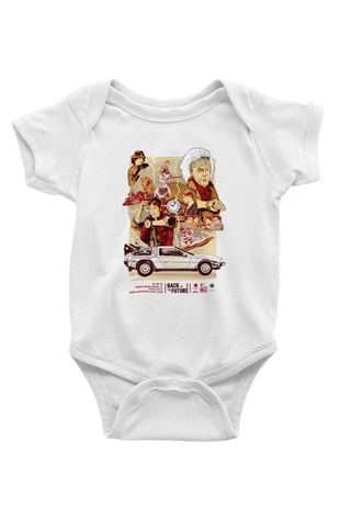 Back to the future Geleceğe Dönüş Baskılı Beyaz Unisex Bebek Body - Zıbın