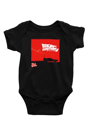 Back to the future Geleceğe Dönüş Baskılı Siyah Bebek Body - Zıbın