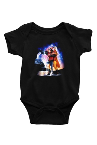 Back to the future Geleceğe Dönüş Baskılı Siyah Bebek Body - Zıbın