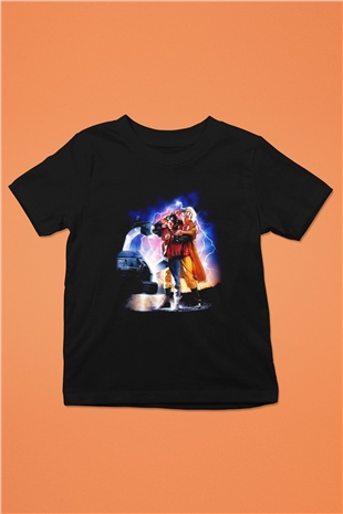 Back to the future Geleceğe Dönüş Baskılı Siyah Unisex Çocuk Tişört