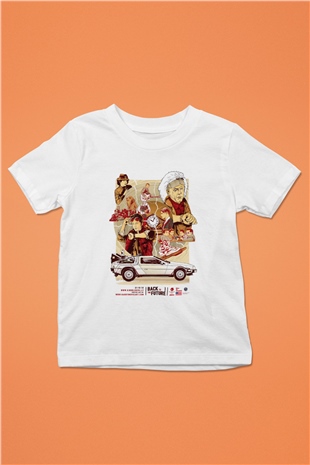 Back to the future Geleceğe Dönüş Baskılı Beyaz Unisex Çocuk Tişört