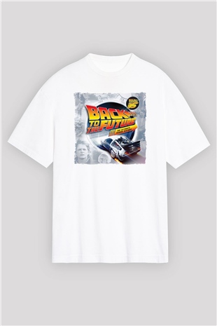 Back to the Future Geleceğe Dönüş Beyaz Oversize Tişört Oversize T-shirt