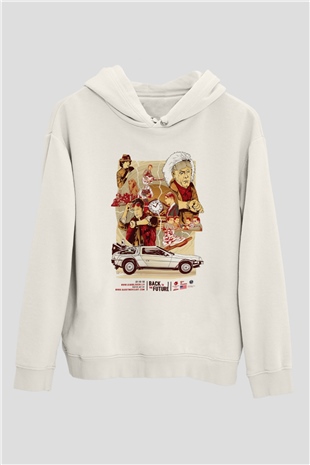 Back to the future Geleceğe Dönüş Beyaz Unisex Kapşonlu Sweatshirt