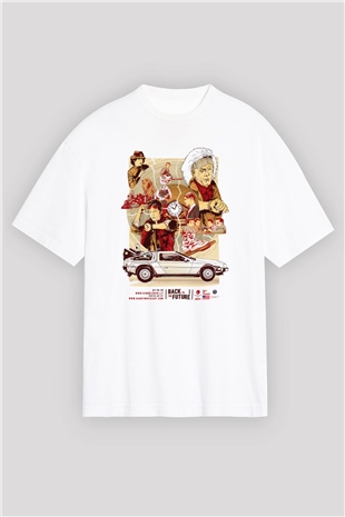 Back to the future Geleceğe Dönüş Beyaz Unisex Oversize Tişört